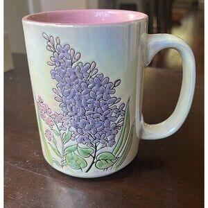Spectrum Designz Luster Glaze Embossed Blooming Lilacs Mug 18 oz 2021 Iridescent